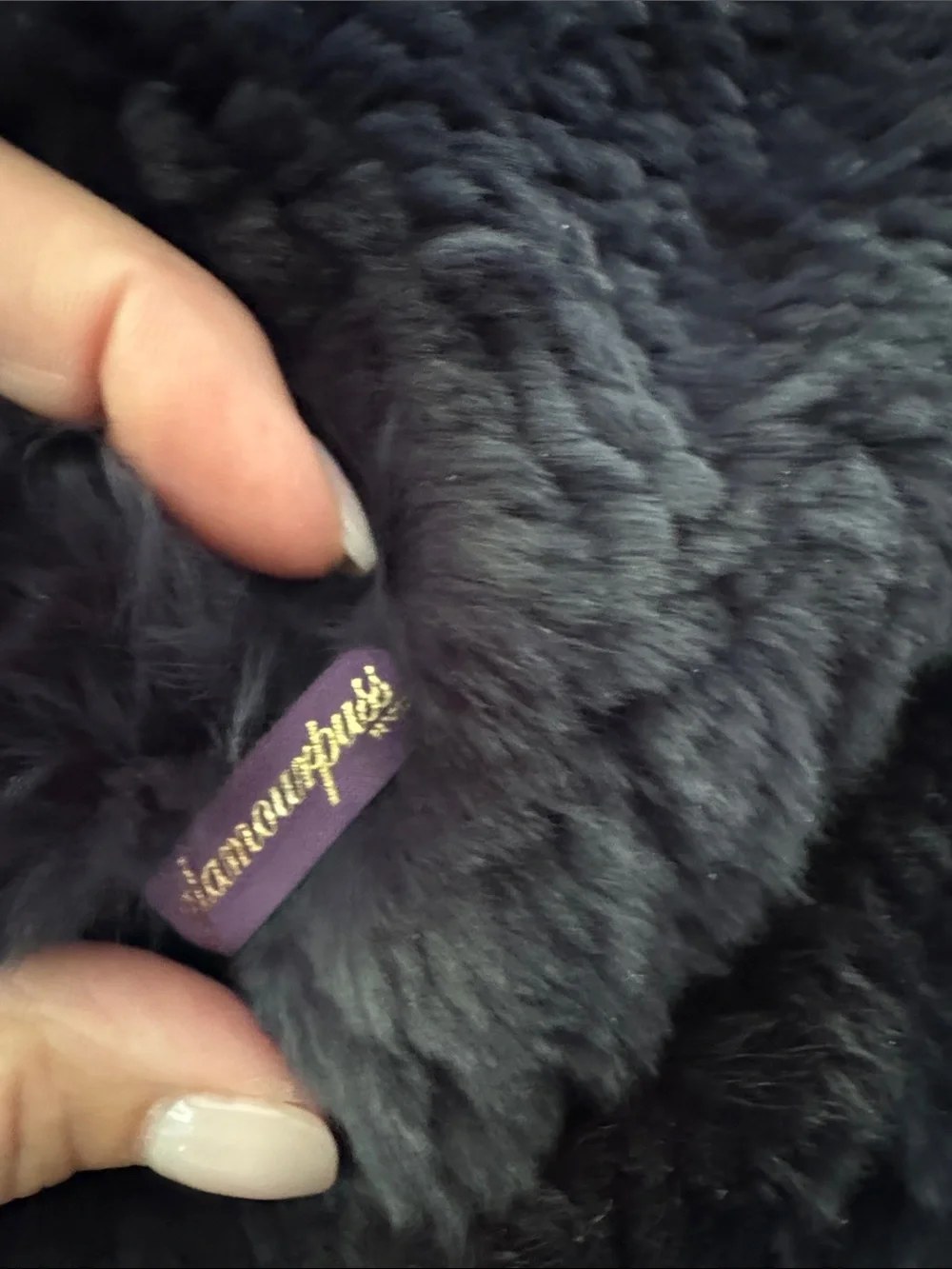 Plush Navy Rabbit Fur Collar for Women